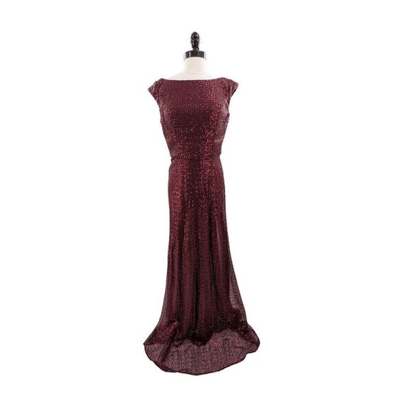 Dresses & Skirts - Morilee Madeline Gardner Women Sleeveless Sequin Maxi Dress Burgundy Size 8